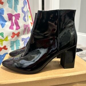 Black Patent Leather Ankle Boots